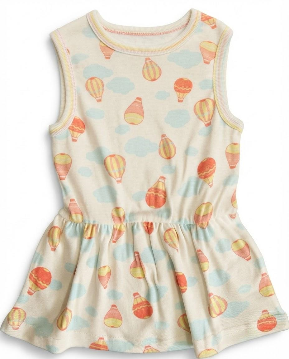 Under the Nile Organic Cotton Hot Air Balloon Sleeveless Dress & Pastel Striped - Image 2