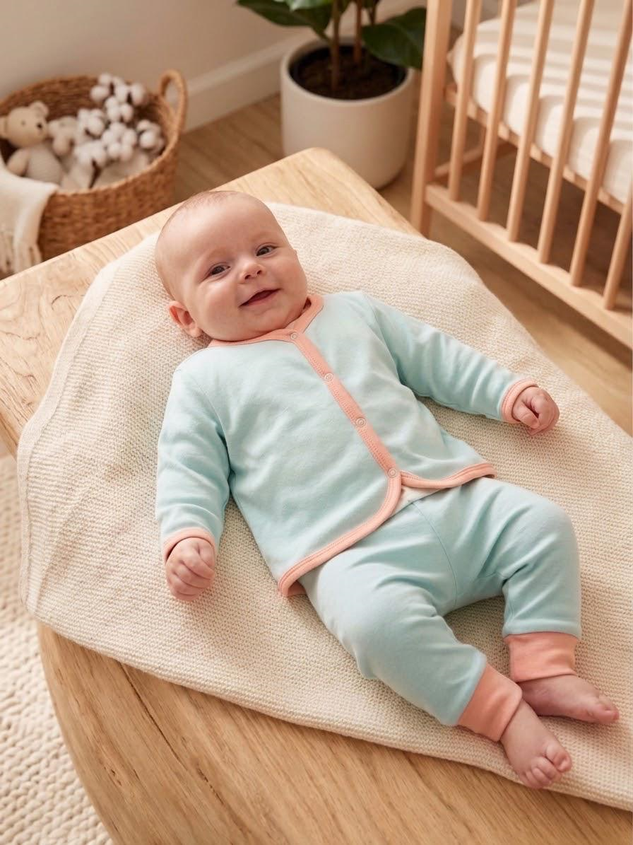 Under the Nile Organic Cotton Reversible Cardigan & Pants Set 6-9 months - Image 2