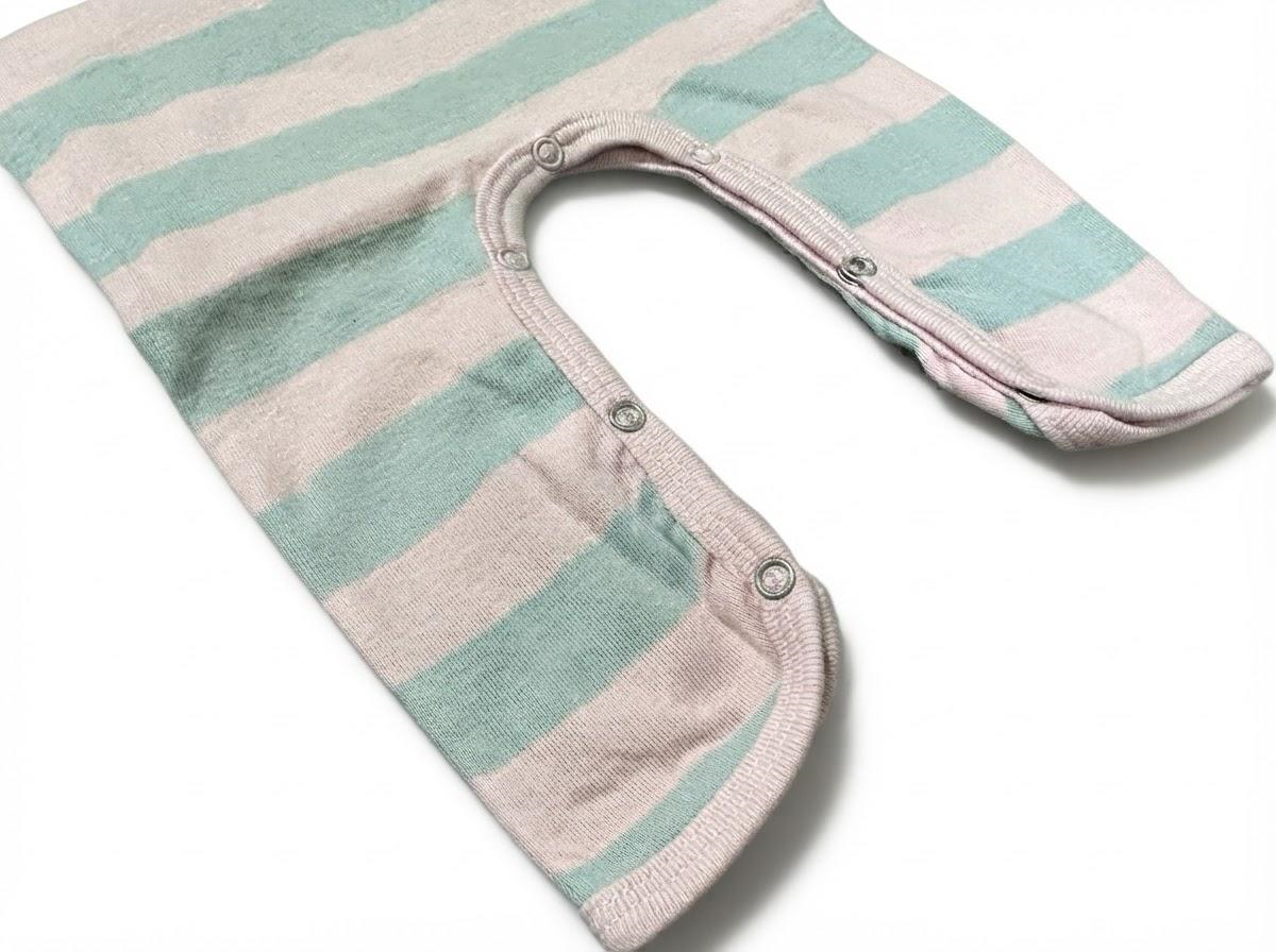 Under the Nile Egyptian Organic Cotton Striped Baby Romper - Pink & Grey - Image 4