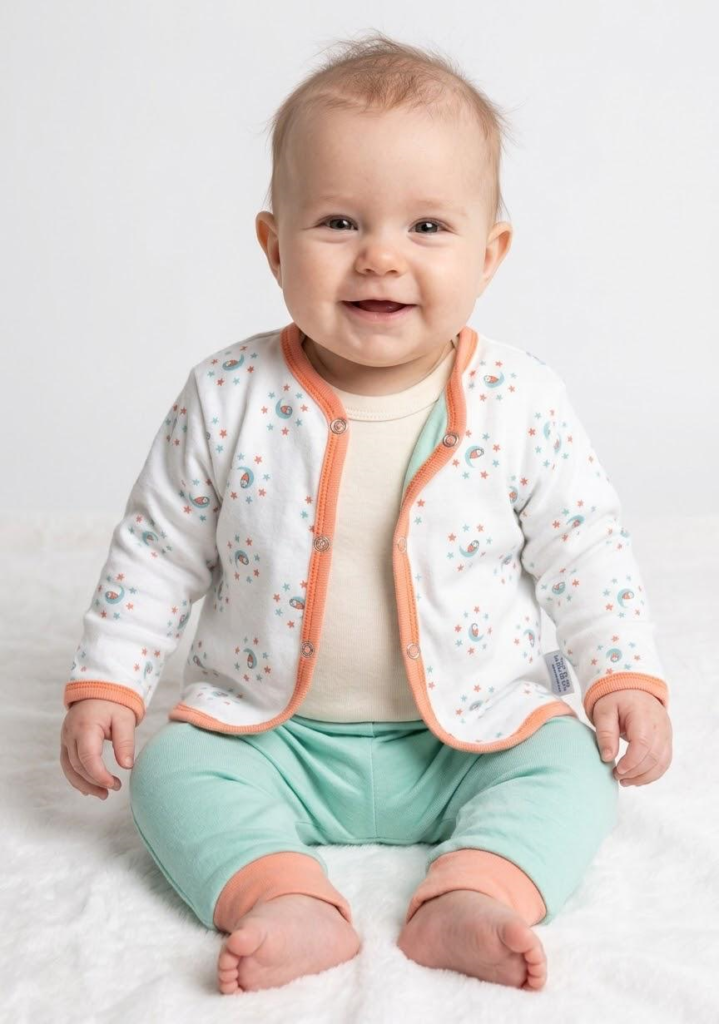 Under the Nile Organic Cotton Reversible Cardigan & Pants Set 6-9 months