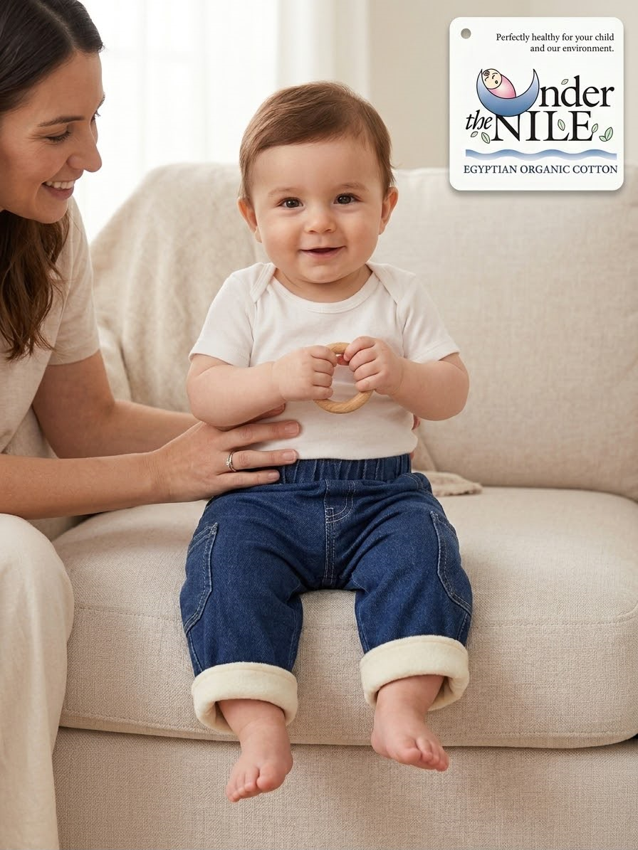 Under the Nile Organic Baby Jeans 6M Double Layer Warm Winter Cuffed Pants - Image 2