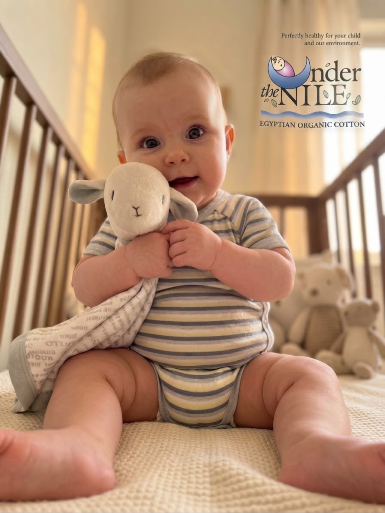 Under the Nile Organic Cotton Baby Bodysuit & Lamb Security Blanket Set (3-6M)