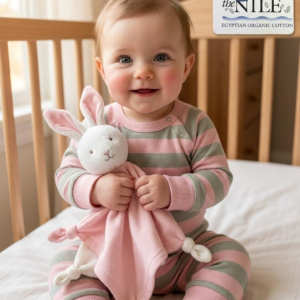 Under the Nile Egyptian Organic Cotton Striped Baby Romper - Pink & Grey