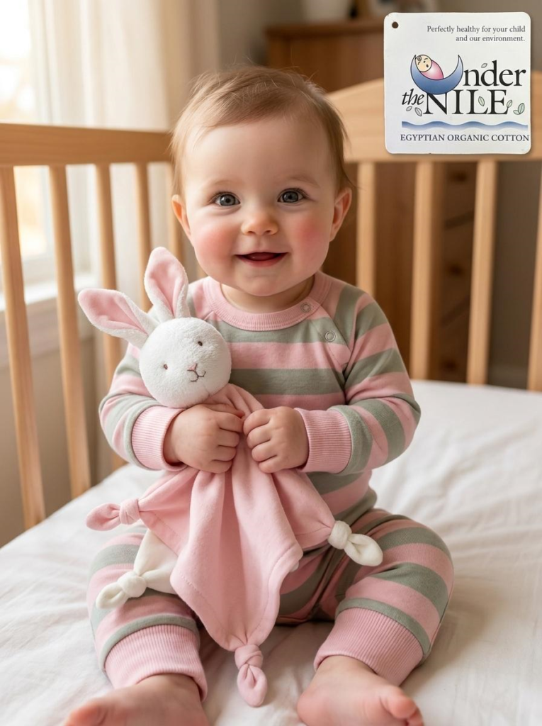 Under the Nile Egyptian Organic Cotton Striped Baby Romper - Pink & Grey