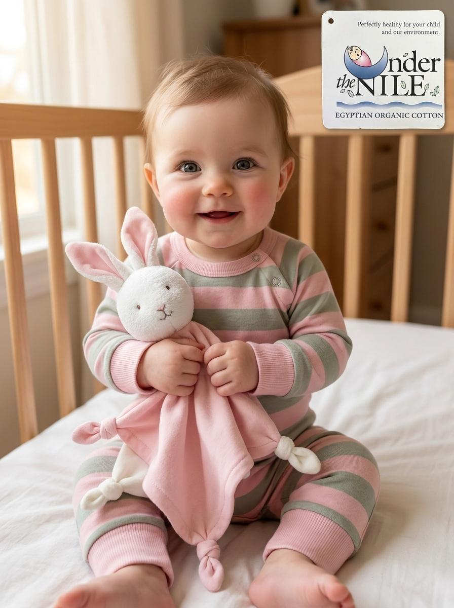 Under the Nile Egyptian Organic Cotton Striped Baby Romper - Pink & Grey